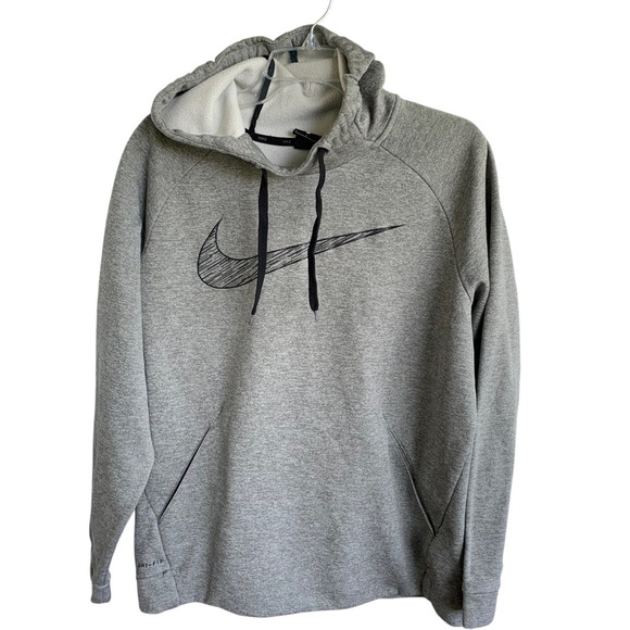 Nike Therma Graphic Hoodie Sweatshirt Mens Training Gray Black Size L 931994-063 - Picture 1 of 7